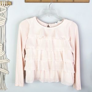 Girl’s H&M Blush Long Sleeve Ruffle Top